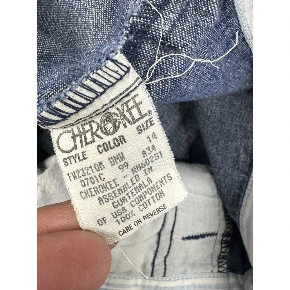 VTG Cherokee Baggy Denim Shorts Blue High Rise Pleated Vintage Mom Jean 90s / 14